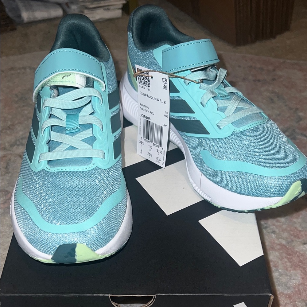 Adidas Kids' Aqua and White Sneakers